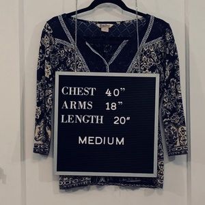 Lucky brand medium three-quarter sleeve blouse